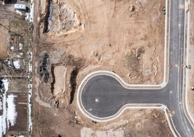 An aerial view of a construction site in Southern Utah Valley.