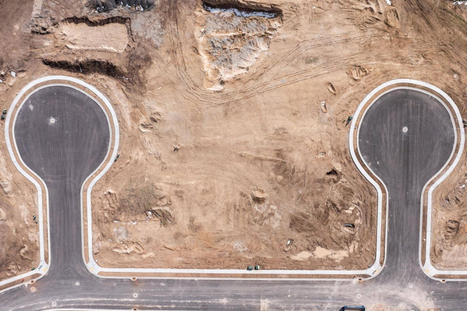 An aerial view of a construction site in Southern Utah Valley.