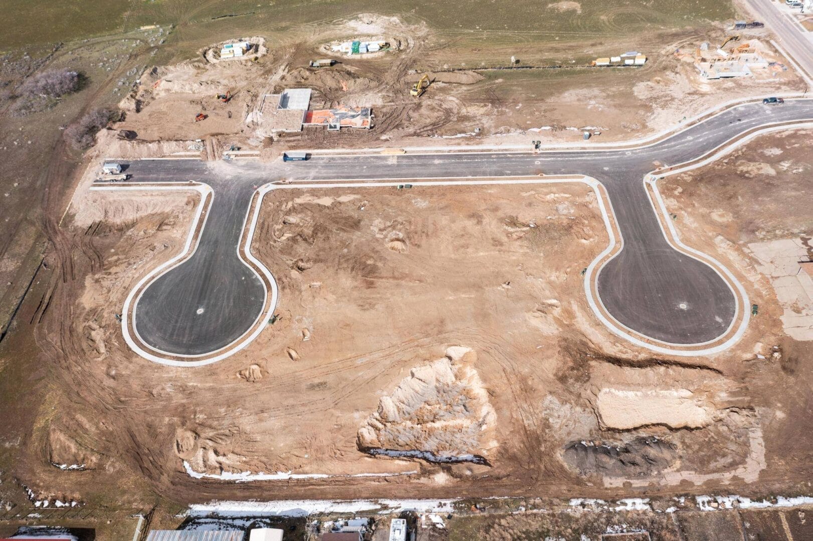 An aerial view of a Southern Utah Valley construction site.