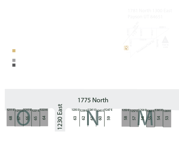 Overlay of street map grid with faded house numbers and street names.