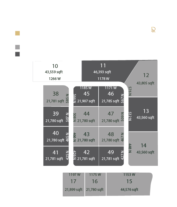 Diagram of a floor plan displaying various room sizes and layout with labeled square footage and room numbers in a grayscale color scheme.